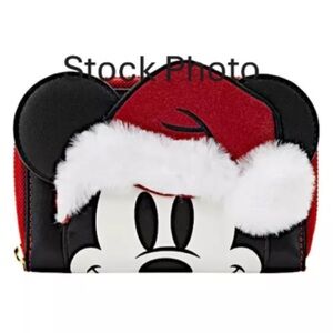 NWT RETIRED Loungefly Disney Sparkly Mickey Santa Wallet